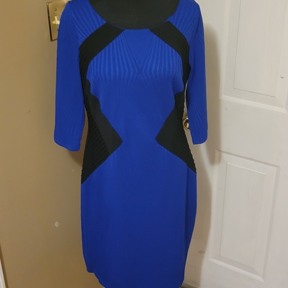 Sangria Royal Blue & Black Block Dress - Picture 1 of 10